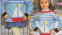 Çizgili Gemi Desenli Çocuk Bluz Modeli